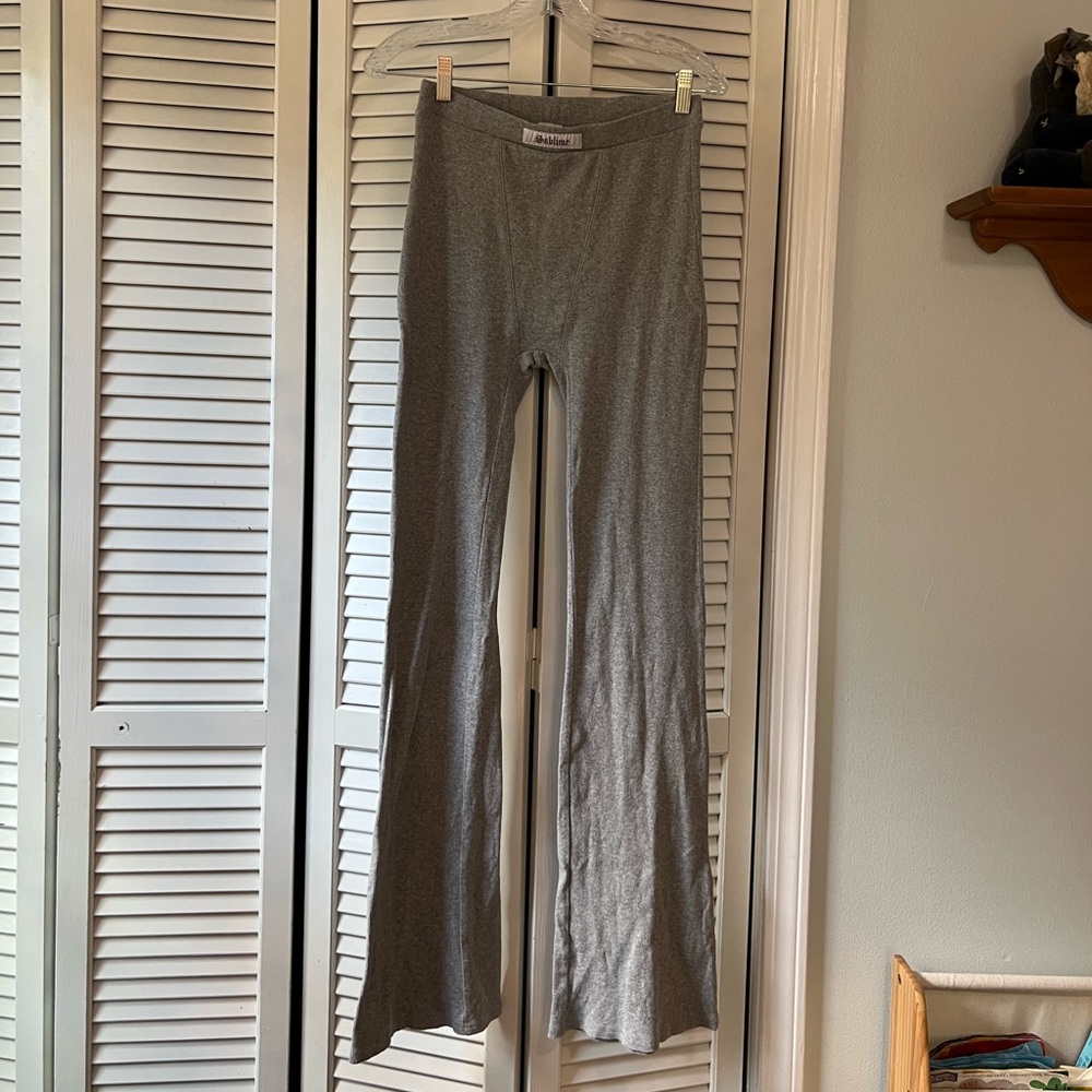 Highrack Sublime Rib Flare Pants in “silver” heather grey Medium